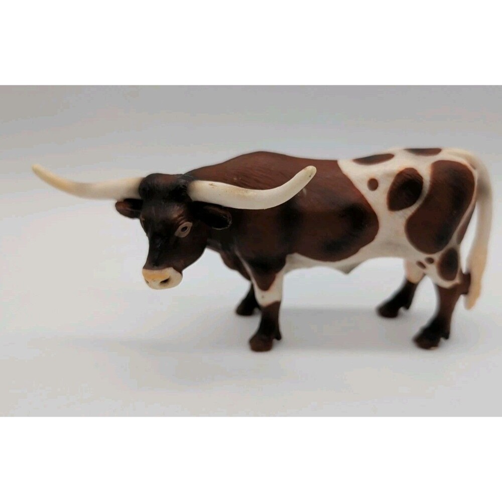 Schleich 2002 Texas Longhorn Bull Cow Figurine Animal Toy Brown White 13826